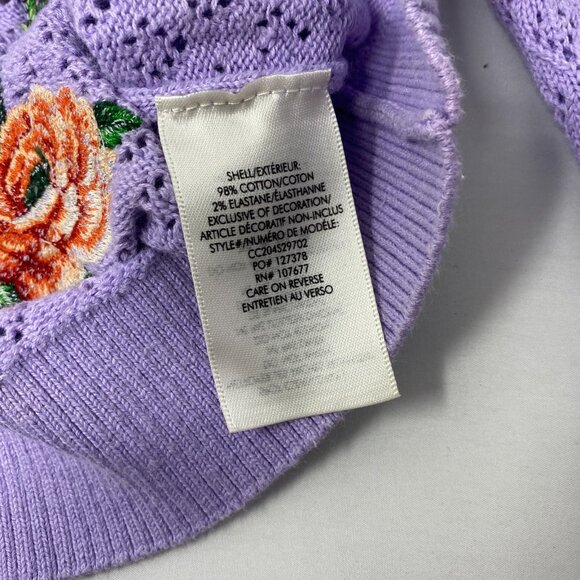 Alice + Olivia Morita Lavender Multi Floral Puff Sleeve Cardigan XS - Picture 13 of 15